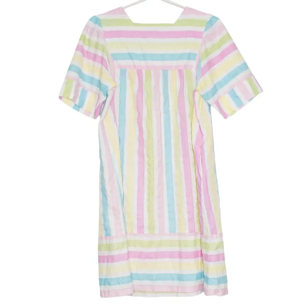 Vintage Nightgown Cottagecore Coquette Fairy Grandma Retro Zip Stripe Rainbow 1X